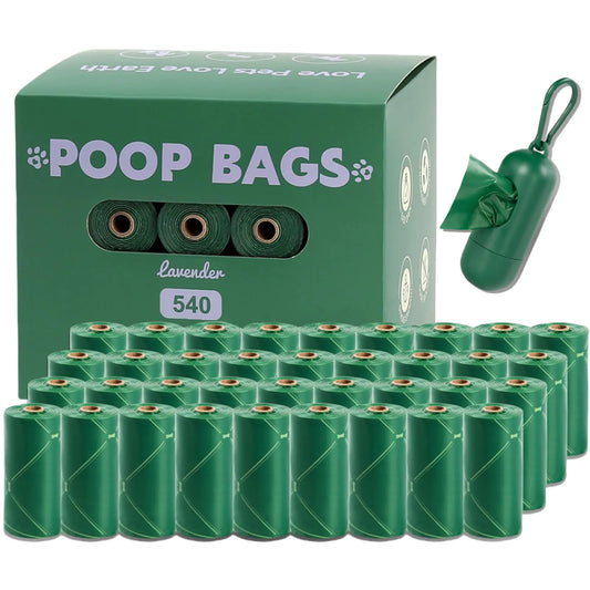 CGBD Lavender Scented Dog Poop Bags – 540 Count with Dispenser, Extra Thick & Leak-Proof (13"×9", Green)
