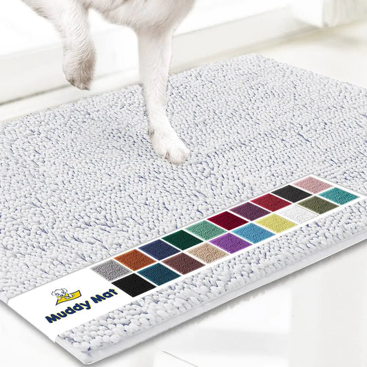 Muddy Mat®-Style Super Absorbent Dog Door Mat – Non-Slip, Washable Chenille Rug for Muddy Paws (28" × 18")