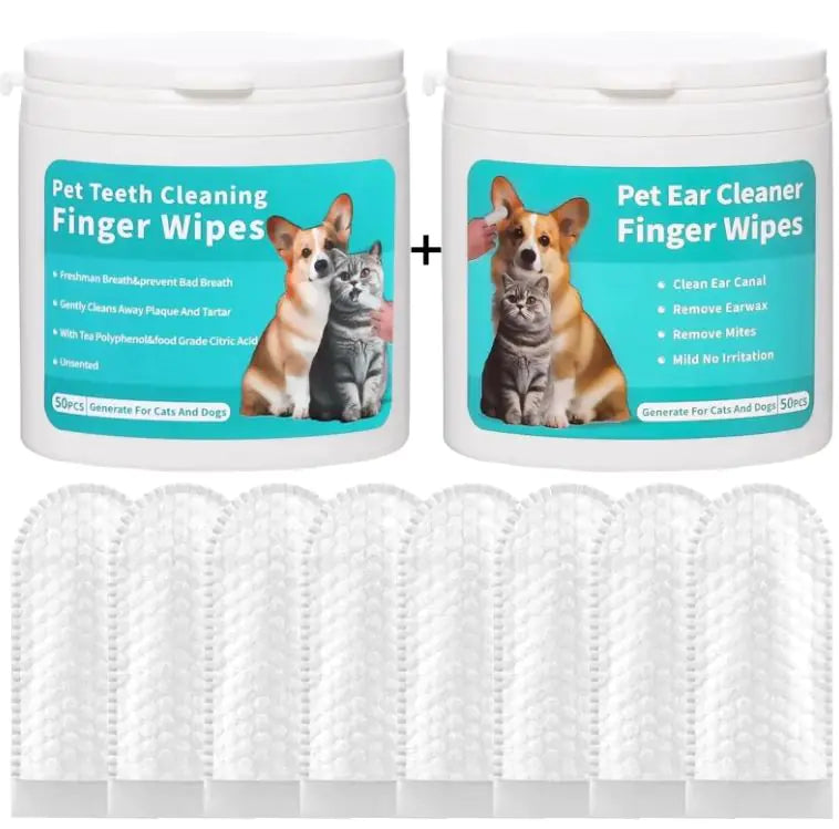 Pet Ear Cleaning Wipes – Finger Stall Design for Gentle & Precise Ear Care (Single & 2-Pack Options)