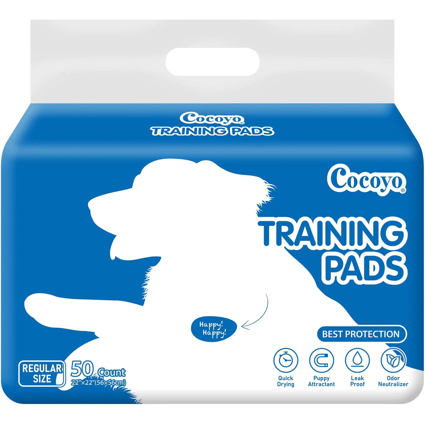 COCOYO Dog Training Pads – 50 Count Super Absorbent Pee Pads (22"×22") for Puppies & Adult Dogs
