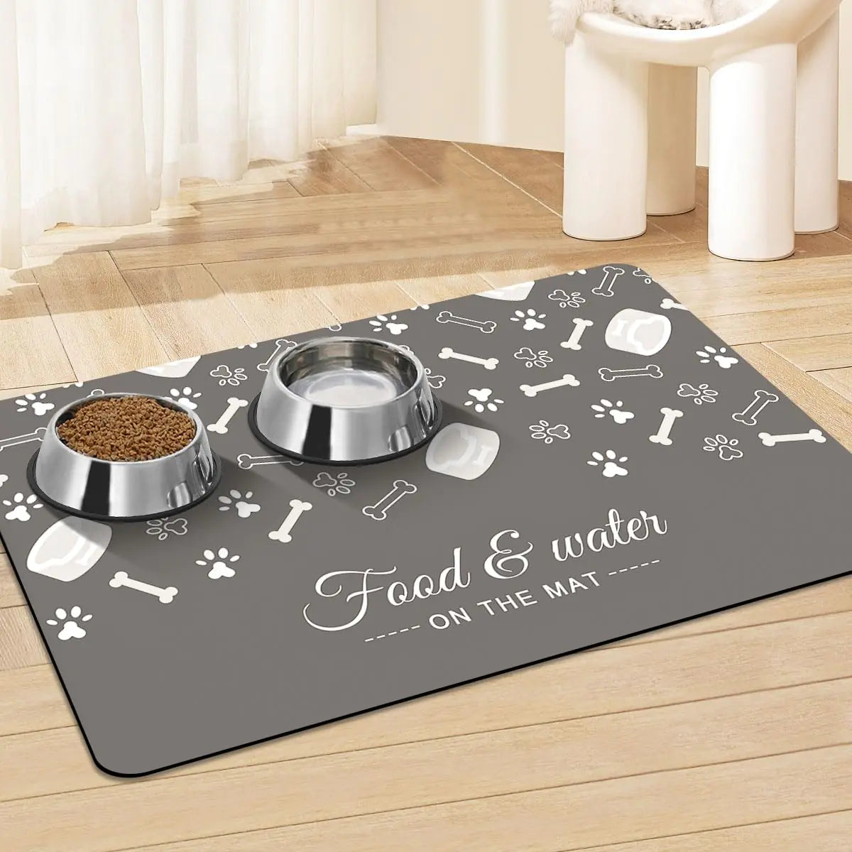 Waterproof Pet Feeding Mat - Non-Slip, Quick-Dry for Food & Water Bowls